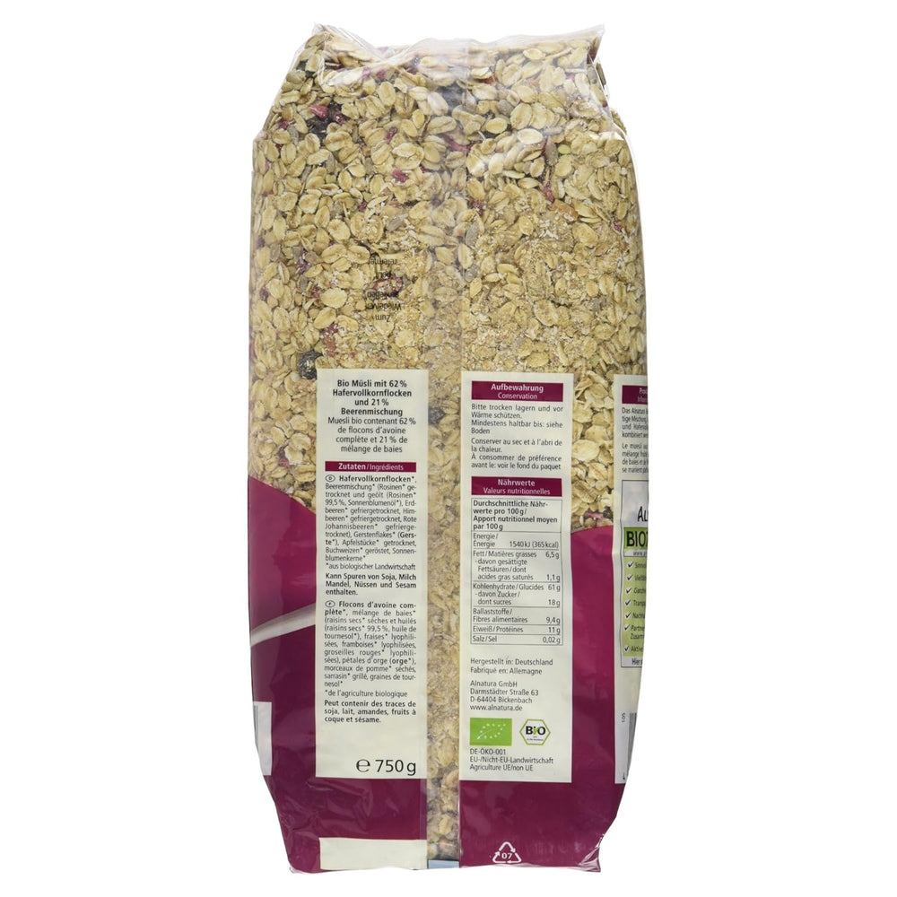Muesli biologico ai frutti di bosco, 750g