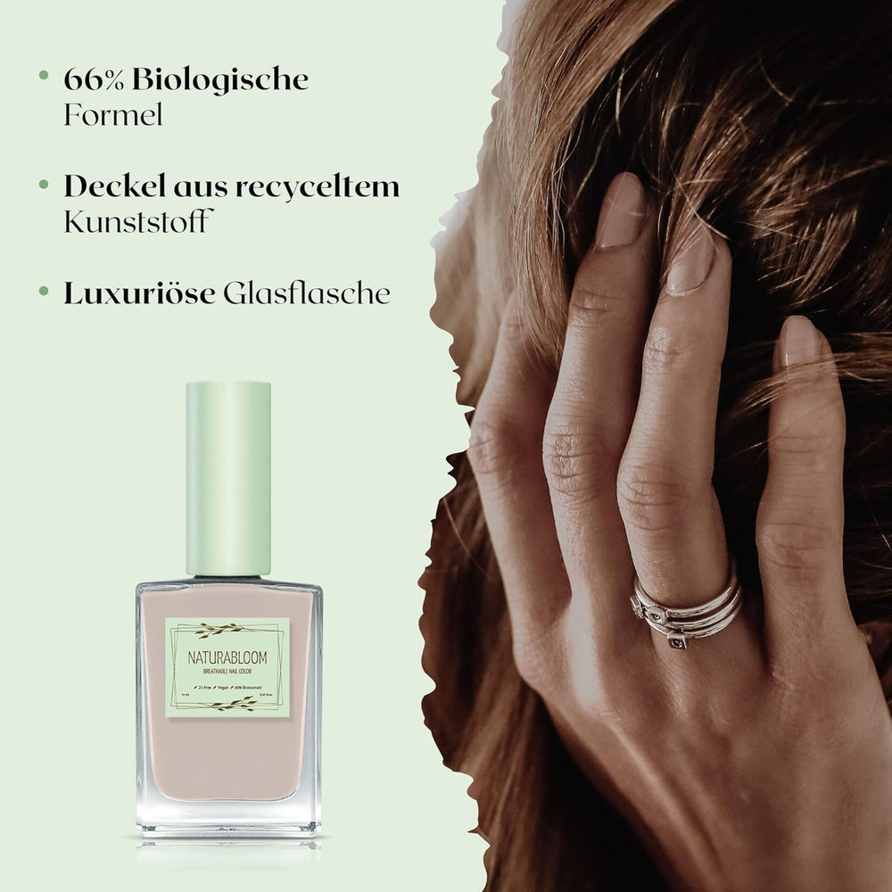 Smalto beige ad asciugatura rapida (Moon Dust) - smalto naturale con formula vegana - traspirante, sostenibile e di lunga durata, 14 ml