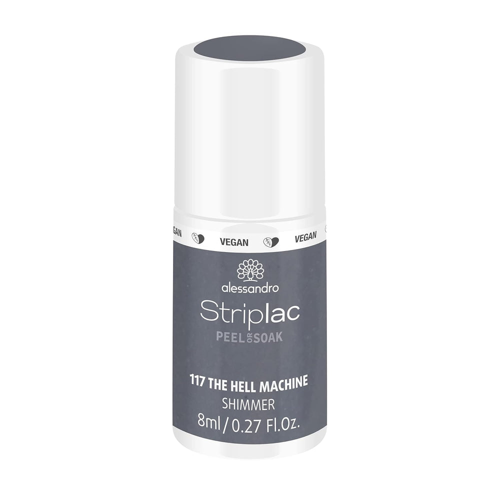 Smalto UV alessandro Striplac Midnight Black – Delicato e a lunga tenuta – Facile rimozione grazie alla tecnologia peel-off – Vegan e cruelty-free – 8 ml