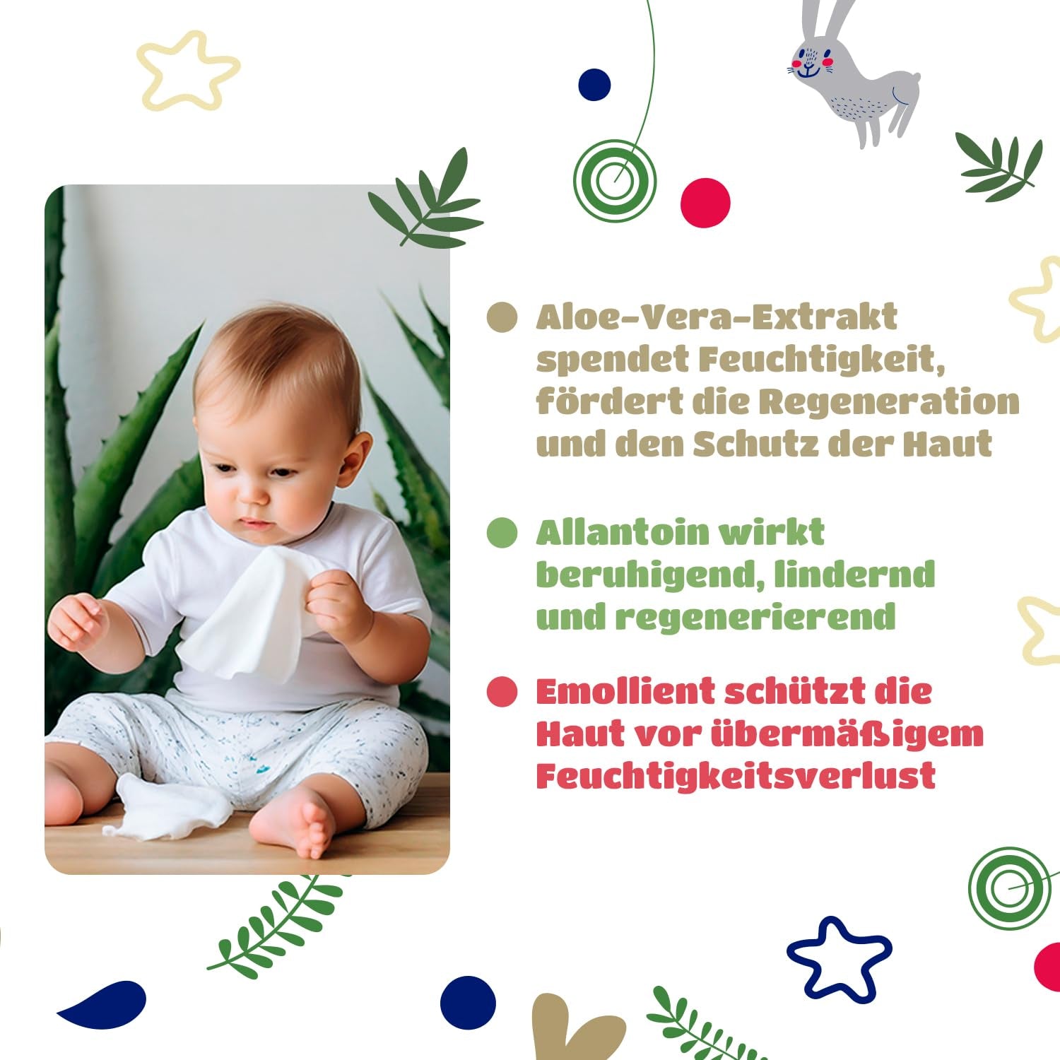 Salviettine umidificate per neonati Kindii Natural Balance – (1 x 60 pz.) Salviette umidificate per neonati e bambini – Protettive, Aloe Vera, Fragranza delicata – 60 pz.