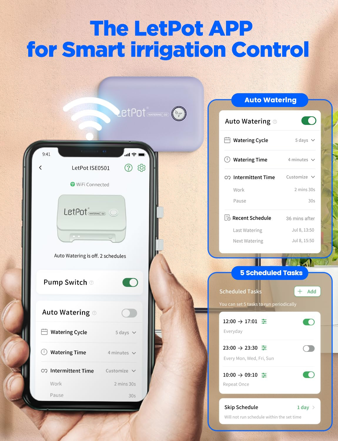 Sistema di irrigazione automatico per interni WiFi, sistema di irrigazione con telecomando tramite app per 10 piante in vaso, kit di irrigazione automatica a goccia, irrigazione per piante d'appartamento (Grigio) (Grigio, Gen-3)