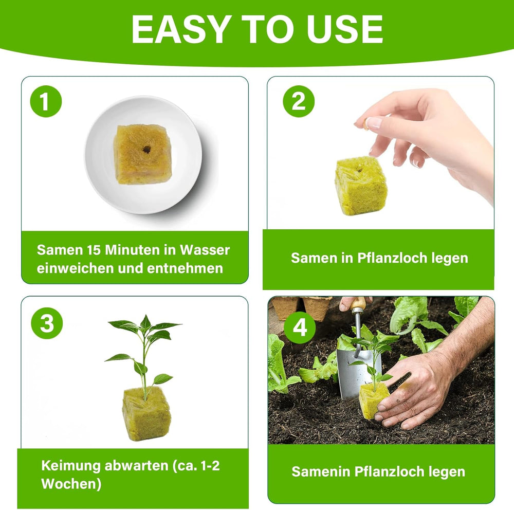 100 pezzi Steinwolle Anzucht Würfel 2.5x2.5x2.5CM Rockwool Cube Anzuchtmatte Steinwolle Anbau Hydrokultur Umpflanzen für Bodenlose Anzucht Setzlinge Stecklinge Klonpflanzen