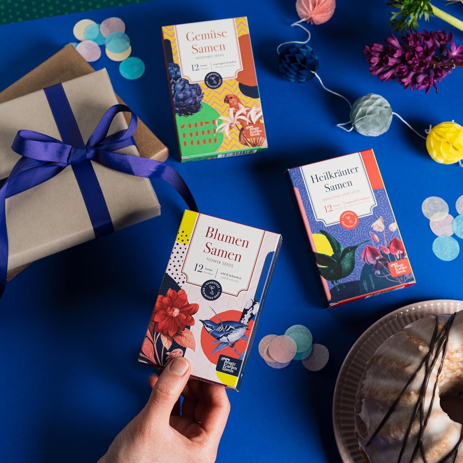 Arcobaleno in fiore - 6 mix di fiori impollinati gratuiti - Spettacolari e colorati - Set di semi per principianti, come piccolo regalo o per uso personale