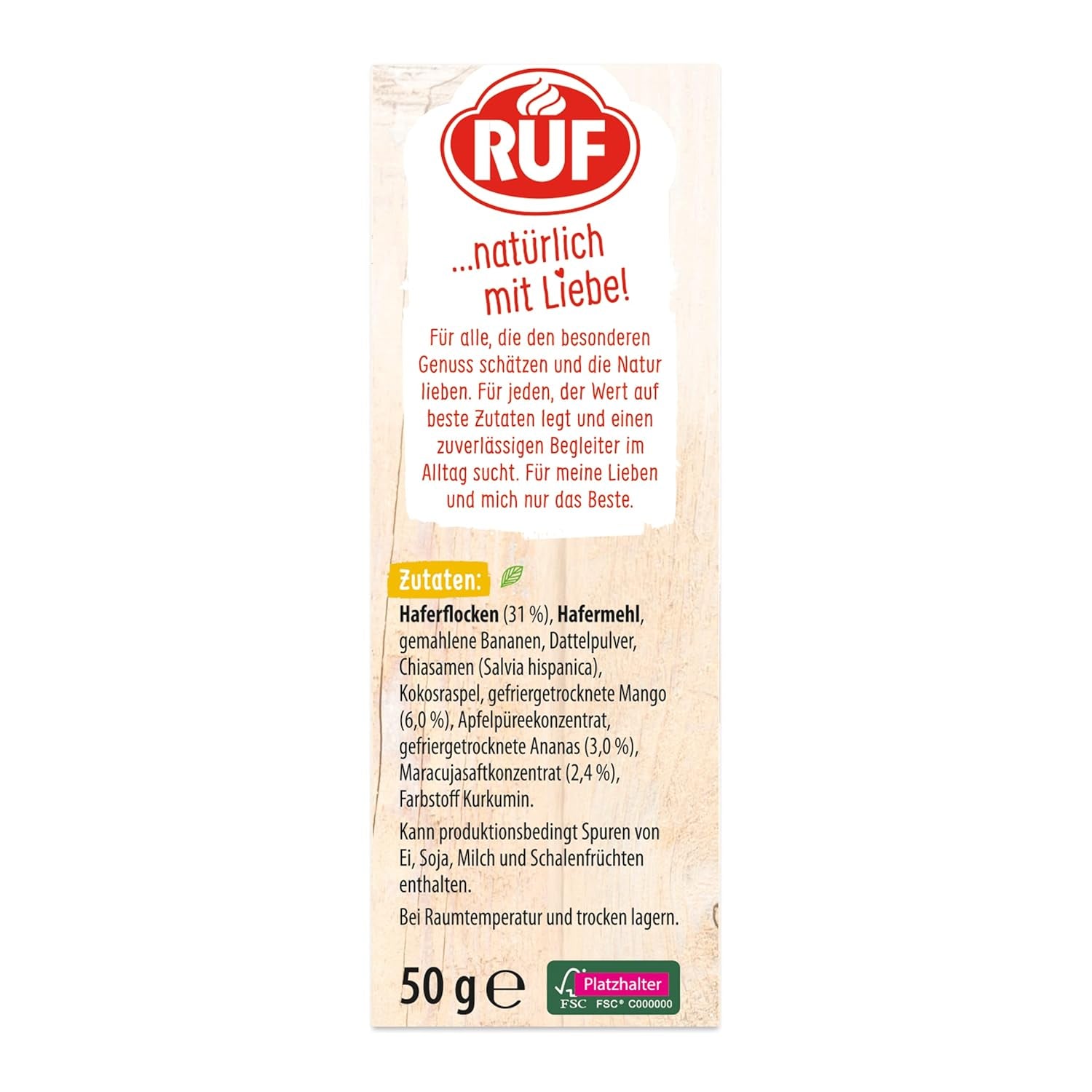 RUF Smoothie Bowl Tropilicious Mango Frutto della passione Avena Snack per colazione Facile e veloce Vegano 1 busta x 50 g (confezione da 3)