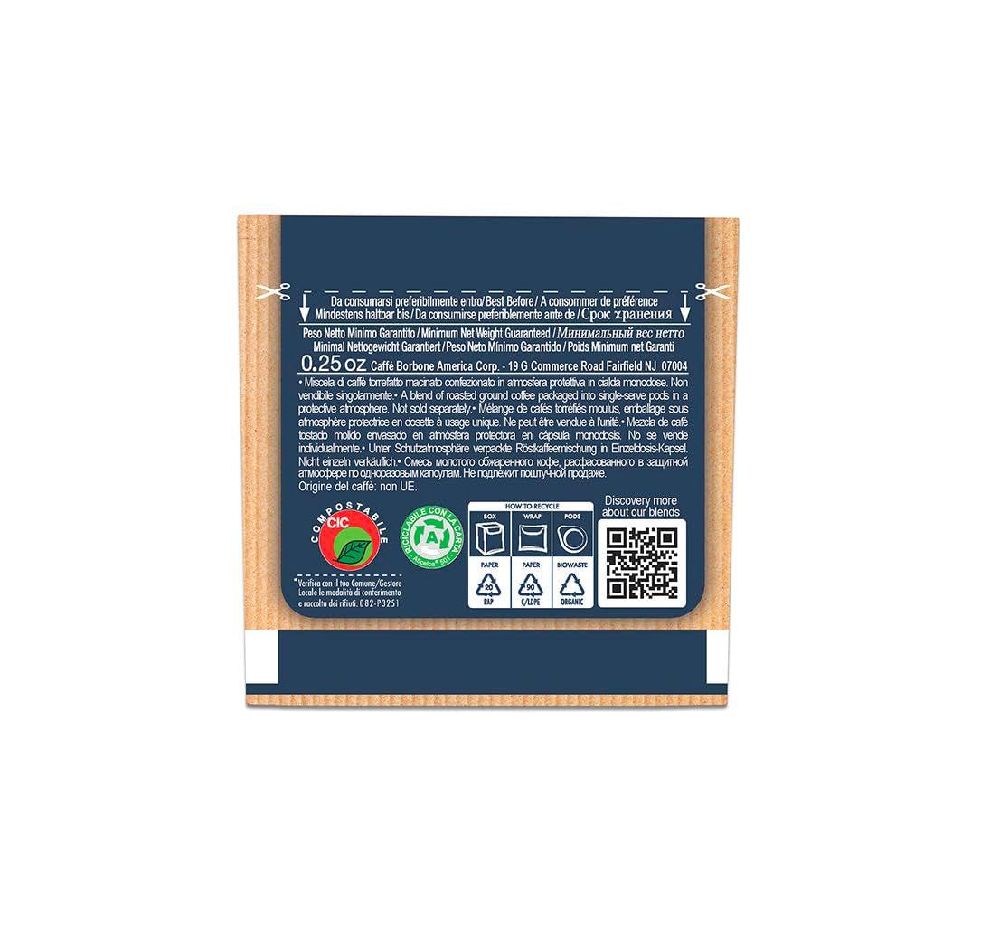 Caffè Borbone Kompostierbare Kaffeepads, Blaue Kaffeemischung - 50 Pads - Kompatibel mit ESE System Papier Pads 44 mm