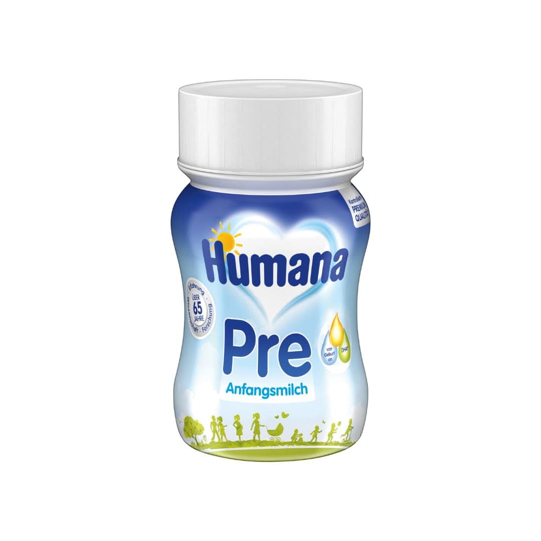 Humana Inizial Milk Pronto da bere, dalla nascita, Latte pronto da bere per lattanti, In aggiunta al latte materno o come unico pre-alimento, Alimenti per bambini solo con DHA e lattosio, 24 x 90 ml Naty Shop Default Title