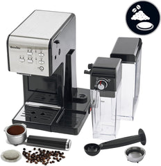 Espresso Breville Prima Latte II | Aparat de latte și cappuccino | Pompă profesională cu 15 bari și spumator de lapte | Argintiu [VCF108X]