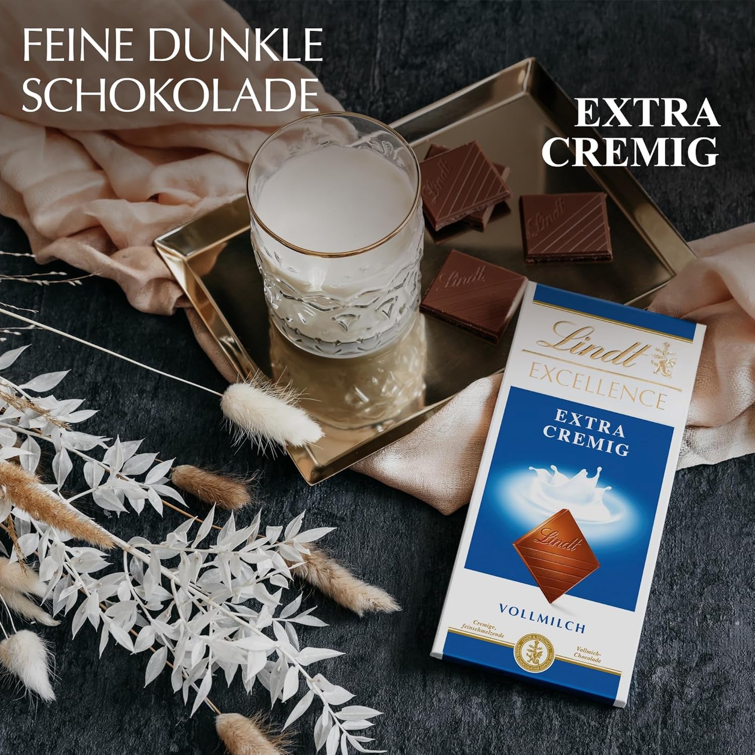 Lindt EXCELLENCE Cioccolato Al Latte Extra Cremoso | Barretta 100g | Cioccolato al latte pregiato e pregiato dal gusto cremoso e lattiginoso | Aroma intenso e persistente | Regalo di cioccolato