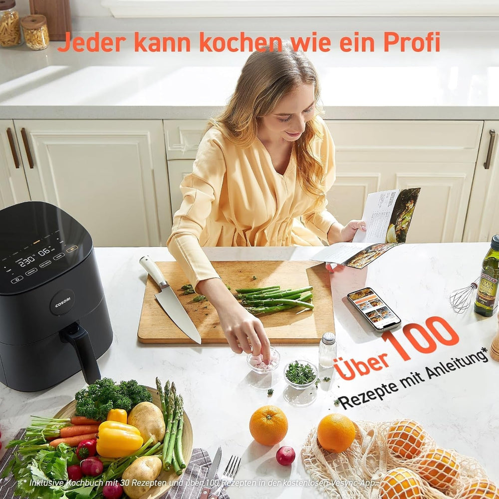 COSORI Airfryer, 7-In-1 Hot Air Fryer 4.7 L, Max 230 ℃ & 55DB zgomot, 100+ rețete Electrocasnice Naty Shop