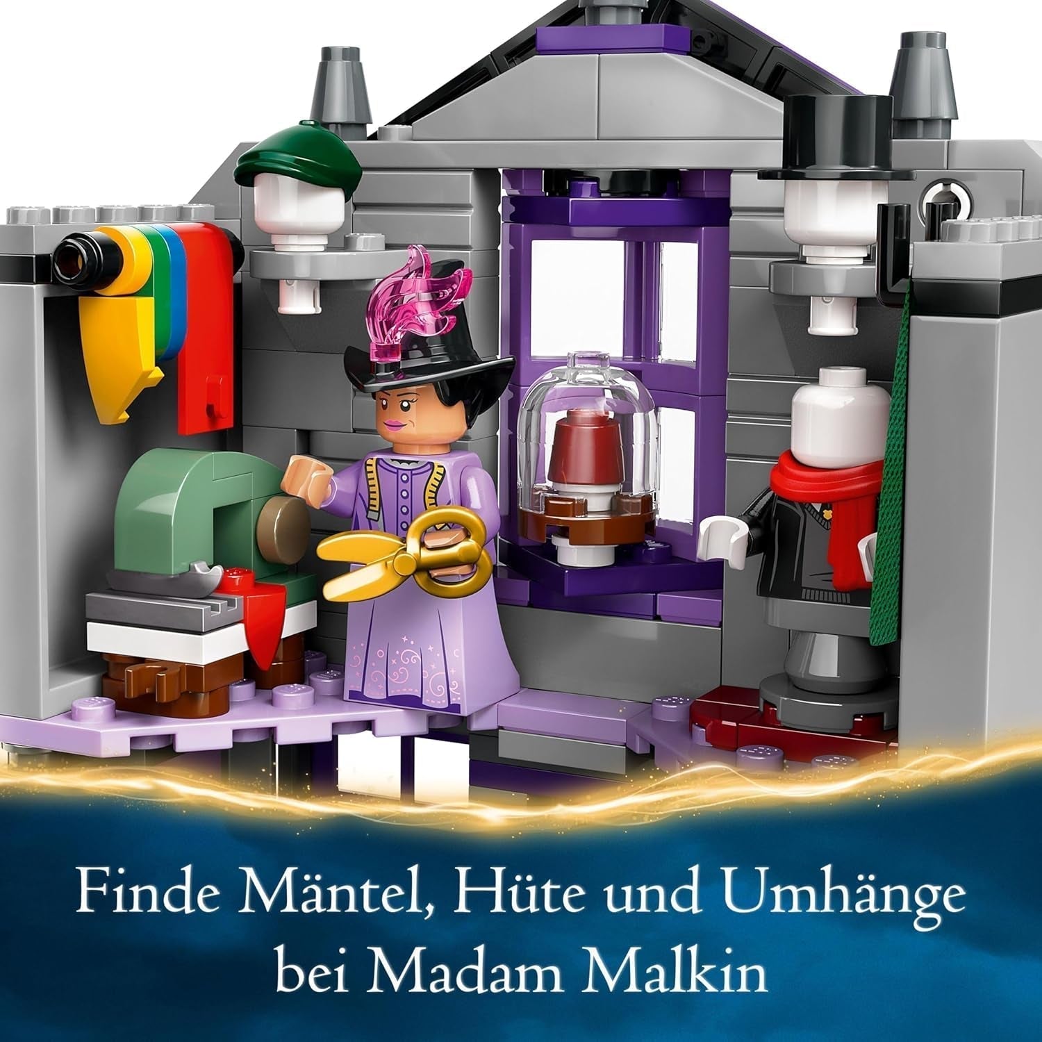LEGO Harry Potter Ollivanders e i costumi di Madam Malkin, Terre di Diagon Alley, Set da gioco per bambini, Giocattoli magici, Regali fantasy per ragazze, ragazzi e fan a partire da 8 anni 76439 Set da costruzione Besuche den LEGO-Store