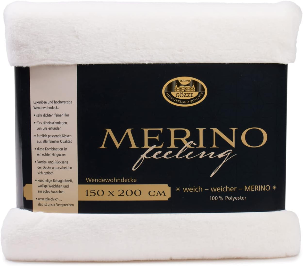 Gözze - Coperta Confortevole, Reversibile, Alta Densità 600 G/M², 150 X 200 Cm - Letti e Coperte Verde Scuro Besuche den Gözze-Store Lana Bianca 150 X 200 Cm