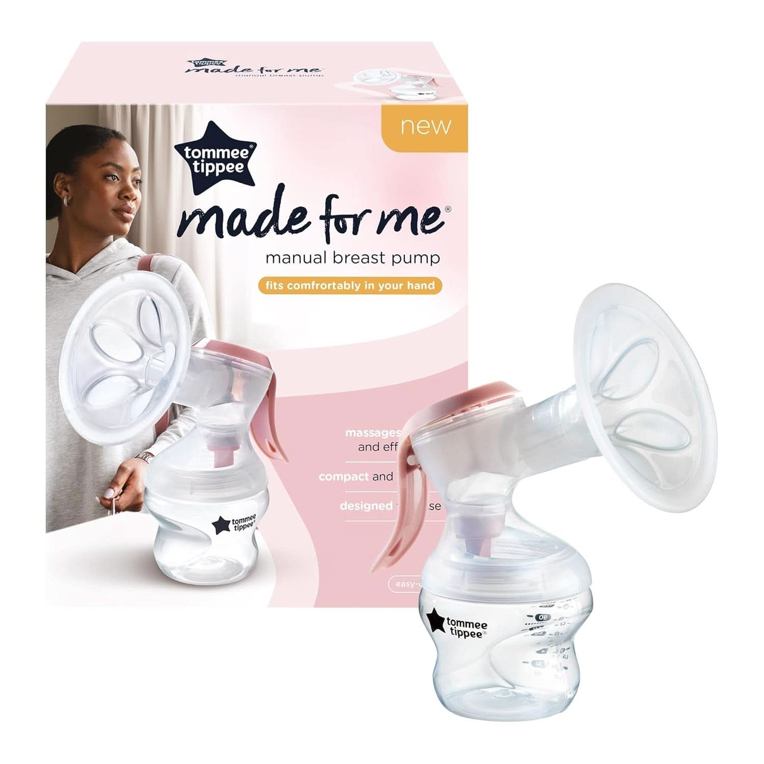 Tommee Tippee Made for Me Manuelle Einzel-Milchpumpe, Starke Saugkraft, Ergonomischer Griff, Tragbare Und Leise Milchpumpe, Samt Babyflasche Accessori Alimentazione e Allattamento Bebe Naty Shop