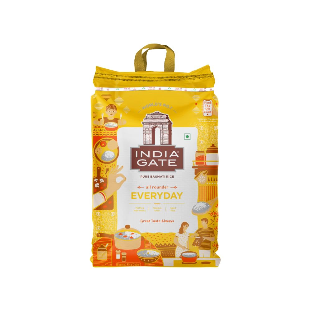 INDIA GATE Riso Basmati Premium – Riso fine a grana lunga, aromatico proveniente dall'India, a grana lunga fine (1 x 5 kg)