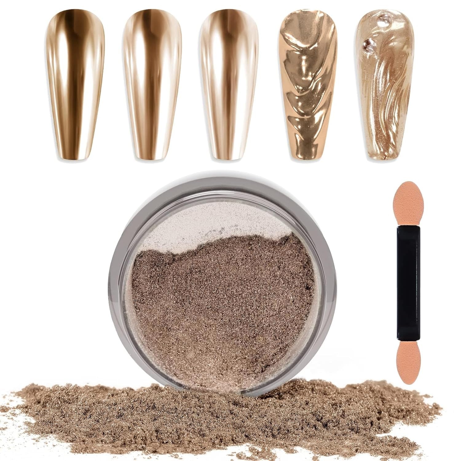 Chrome Nagel Pulver Spiegel Effekt Metallic Staub Holographische Glitter Glasierte Maniküre Dekoration Reflektierendes Pigment Für DIY Gel Polish Nail Art, Harz Handwerk, Geschenke Für Gold