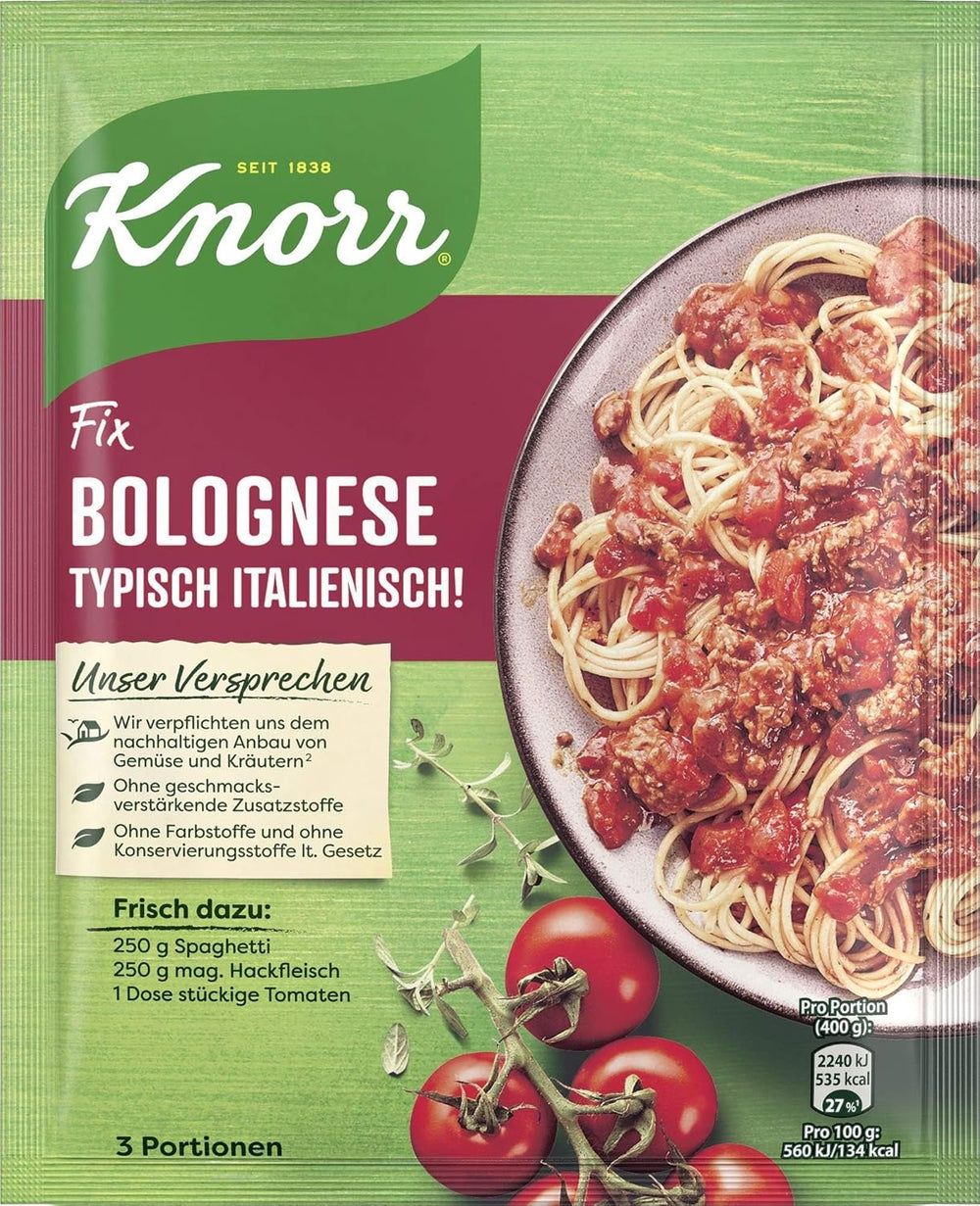 Knorr Fix Würzmischung Spaghetti alla Bolognese per un delizioso piatto di pasta con ingredienti naturali 40 g
