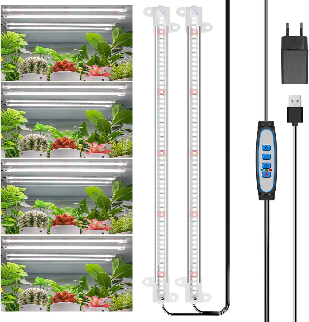 Wiaxulay Lampada per Piante LED a Spettro Completo 6000K Luci per Piante da Interno a Spettro Completo con Timer 6/12/16 Ore 5 Livelli Regolabili per Scaffale per Piante Grasse Idroponiche 2 Pezzi