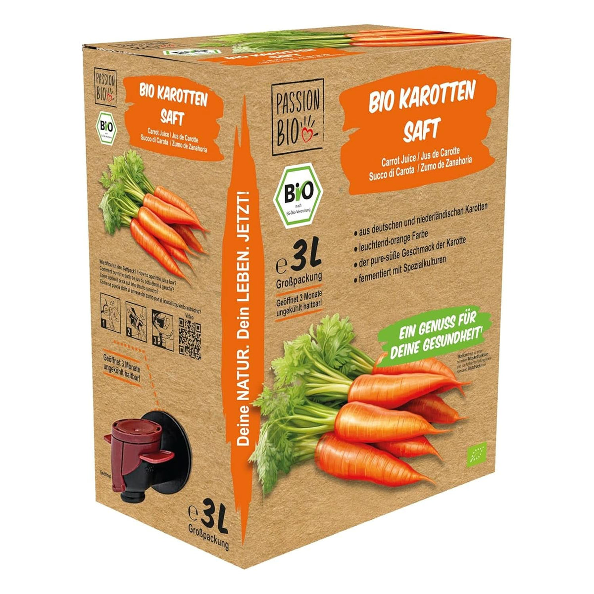 Succo di carota biologico - A base di carote tedesche e olandesi, 3 litri Bevande analcoliche Naty Shop 3 litri Carote