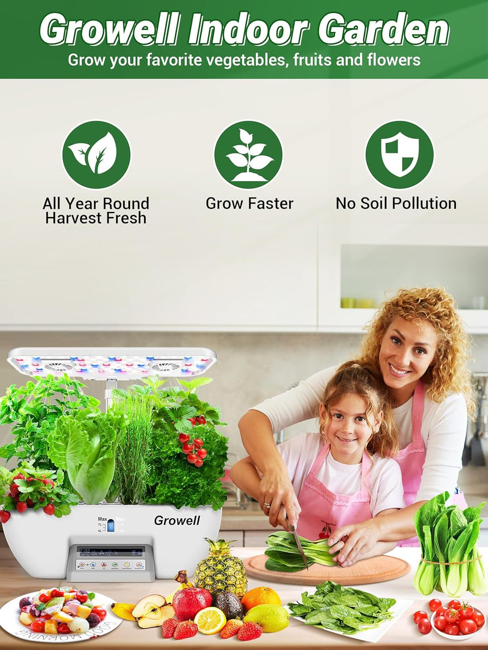 Kit di coltura idroponica da 17 capsule per giardino di erbe con 102 luci di coltivazione a spettro completo da 28 W e 2 ventole per giardino interno con serbatoio della pompa dell'acqua