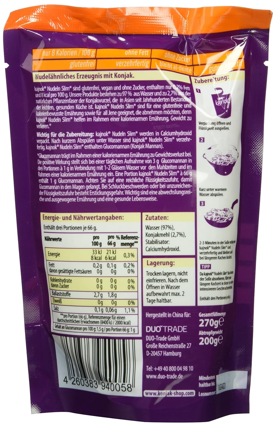 Tagliatelle sottili, 10 x 270g, peso sgocciolato 200g