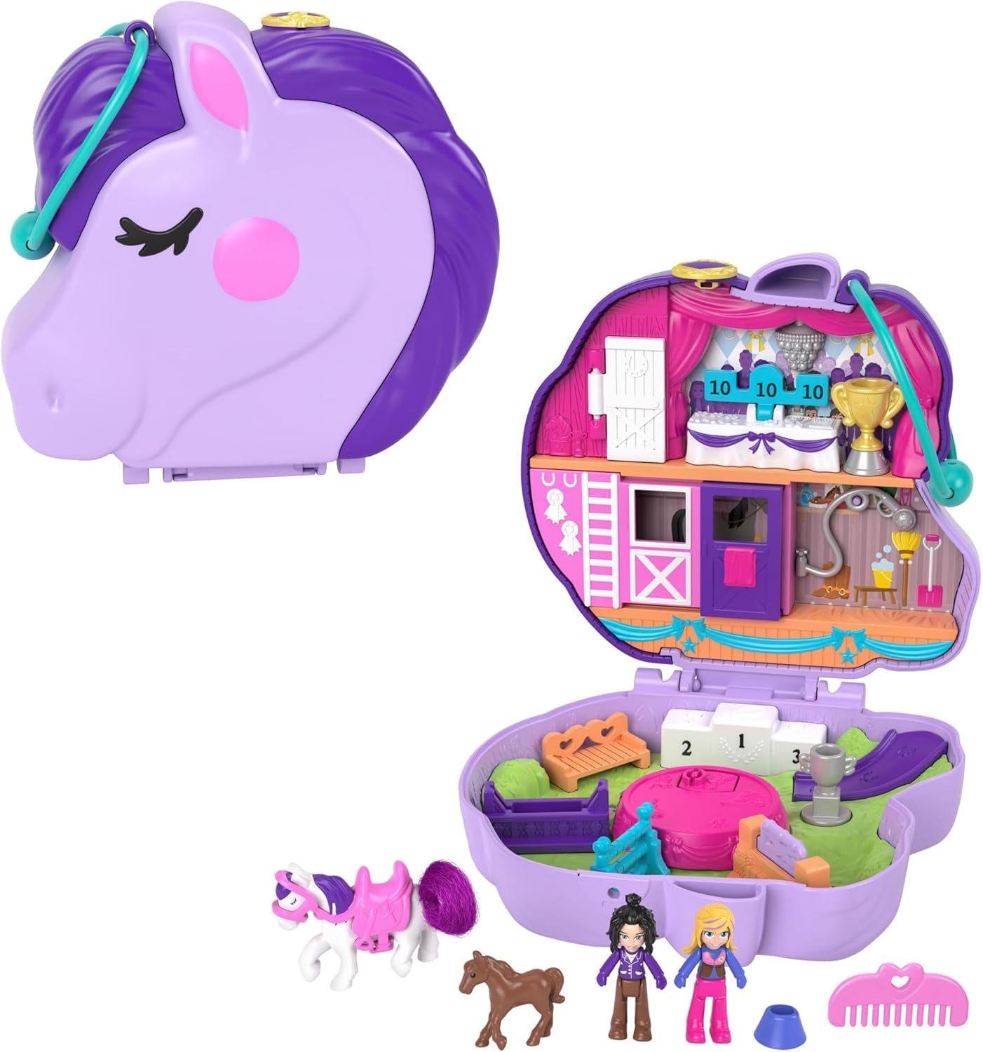Polly Pocket GTN15 - Cutie de cafea cu arici în design de cafenea și animal de companie, păpușă și prieten mic Polly, 2 figuri de animale, efecte surpriză, cadou de jucărie minunat pentru copii cu vârsta peste 4 ani Papusi Naty Shop Singur Distracție cu sărituri de ponei
