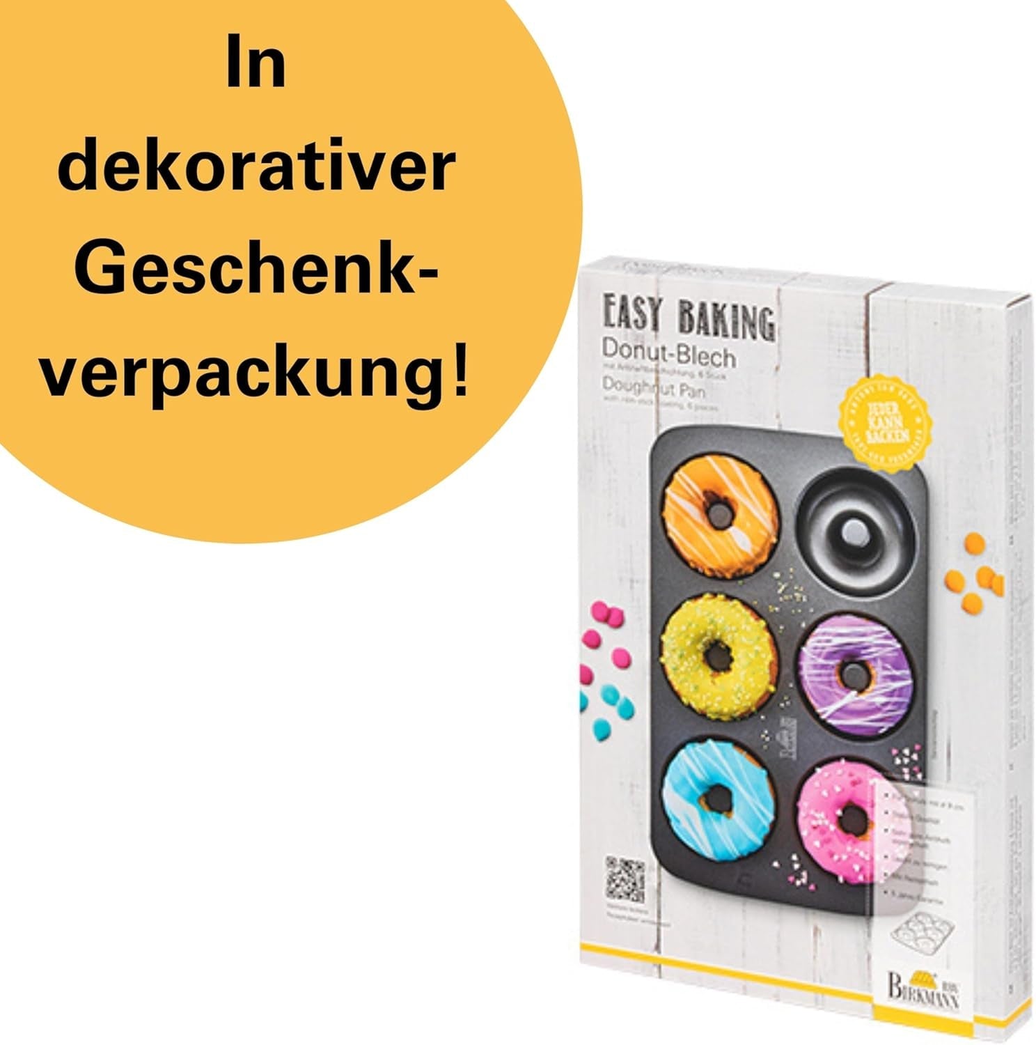 Birkmann, Easy Baking, Donutblech, Backform Für 6 Donuts, Mit Hochwertiger Antihaftbeschichtung, Ø 9 Cm, Mit Rezept, 881631 Stampi e vassoi per cuocere Naty Shop
