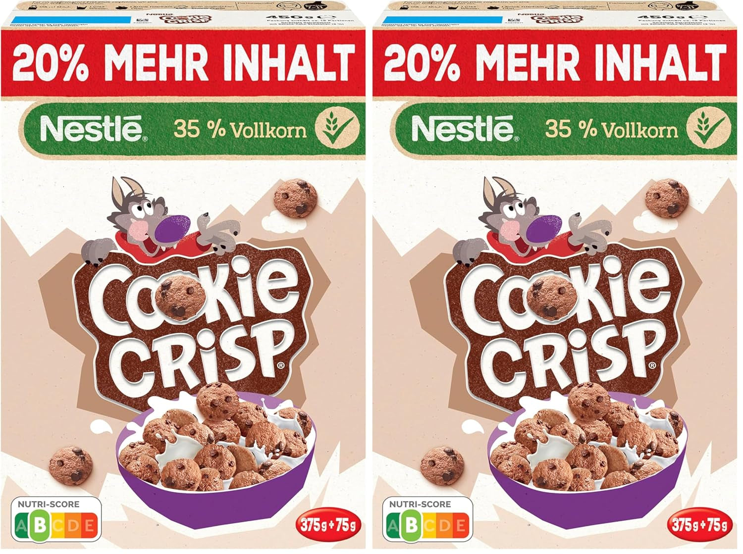 Nestlé Cookie Crisp (+20%), biscotti integrali per la colazione ai cereali per bambini, confezione da 1 (1x450g)