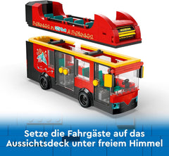 LEGO City Red Double-Decker Sightseeing Bus Toy, Red Vehicle for 7 Plus Year Old Boys & Girls, Creative Set with 5 Minifigures Including a Baby and Buggy, Birthday Gift Idea 60407