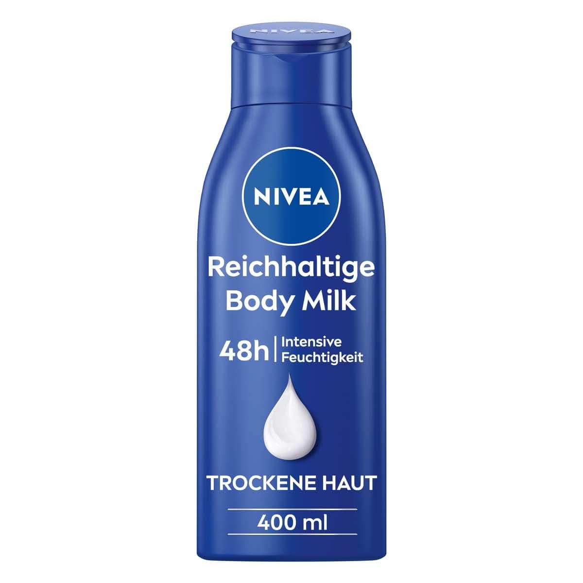 NIVEA Rich Body Milk, crema corpo nutriente intensiva con olio di mandorle, 400 ml Doccia e bagno Naty Shop