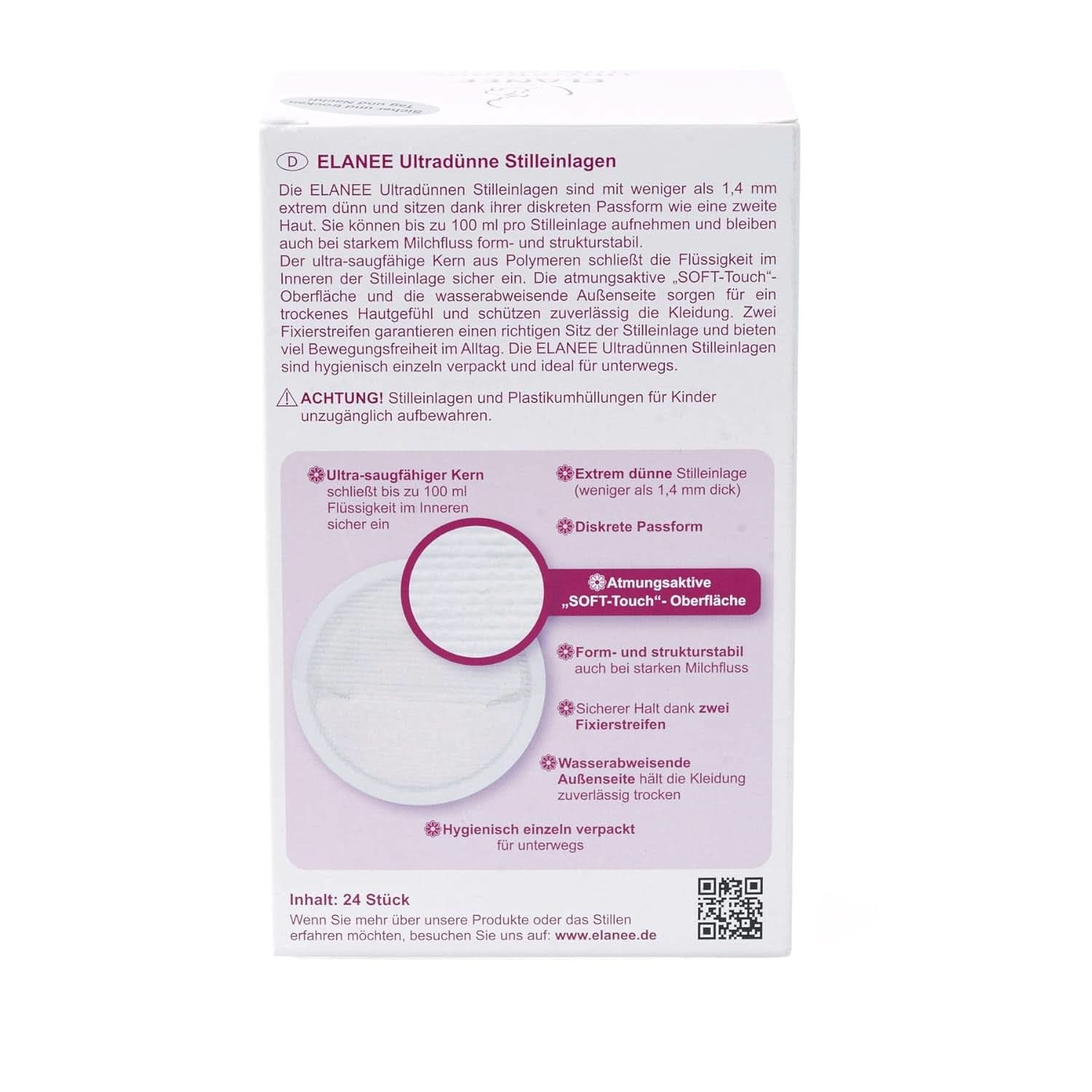 ELANEE 219-V1 Coppette assorbilatte ultrasottili, bianche Accessori Alimentazione e Allattamento Bebe Naty Shop