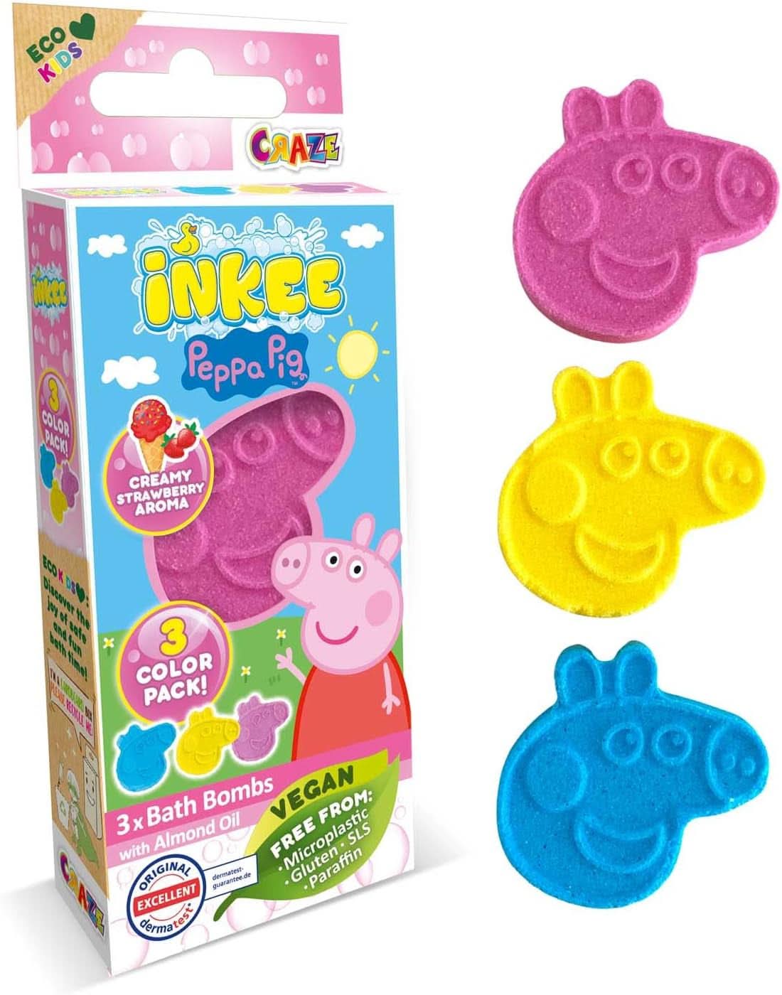 INKEE SURPRISE - Bombe da bagno Peppa Pig per bambini con giocattolo sorpresa Peppa Pig per la vasca da bagno - additivo da bagno per bambini Mamma e bambino Naty Shop 3X Bombe da bagno Peppa Pig