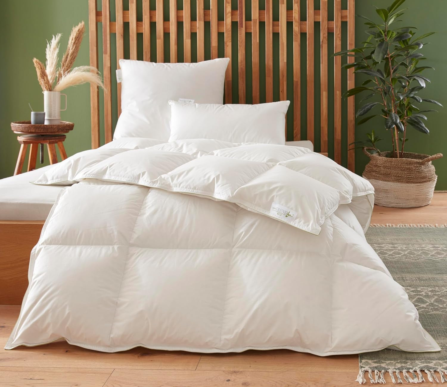 Badenia Trendline Piumino ecologico caldo con 90% piumino e 10% piume classe I, 135 X 200 cm, bianco, certificato Oeko-Tex, prodotto secondo lo standard di qualità tedesco Piumini e trapunte Naty Shop 135 X 200 cm Calda coperta invernale