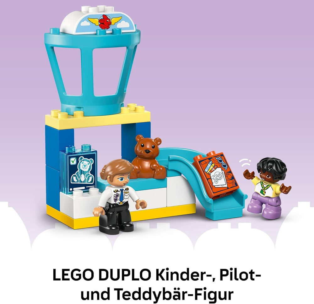 LEGO DUPLO Town Erster Besuch im Flughafen - Lernspielzeug zur Förderung der Motorik für Kleinkinder - inkl. Flugzeug, 2 Figuren & Teddybär - Geschenk für Jungen und Mädchen ab 2 Jahren - 10443