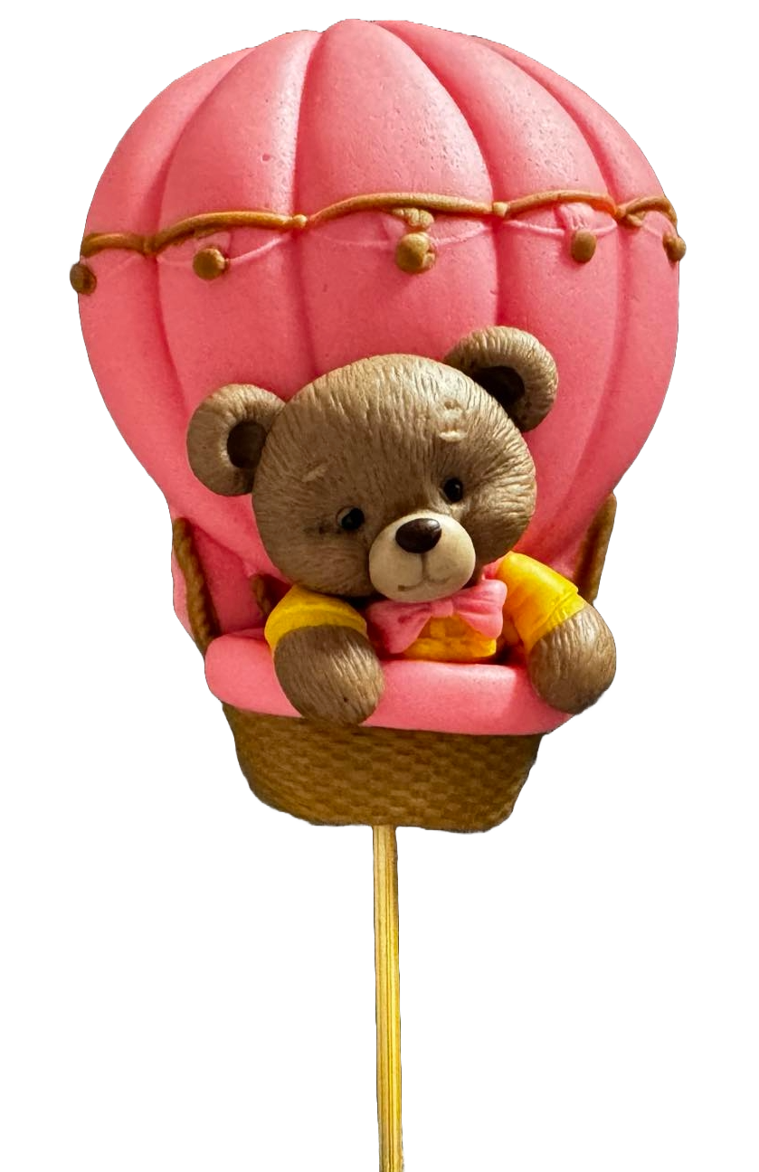 Decoratiune comestibila din zahar, Ursulet in balon Decoratiuni din Pasta de Zahar Naty Shop