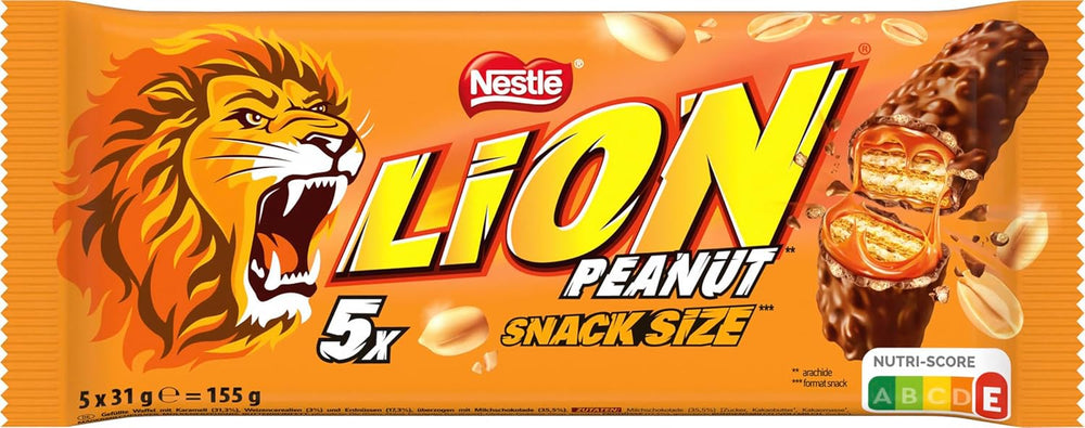 Tavoletta di cioccolato alle arachidi ricoperta di cioccolato al latte, delizioso ripieno al caramello, arachidi e wafer croccante, confezione di caramelle sfuse, 1 confezione (5 x 31 g)