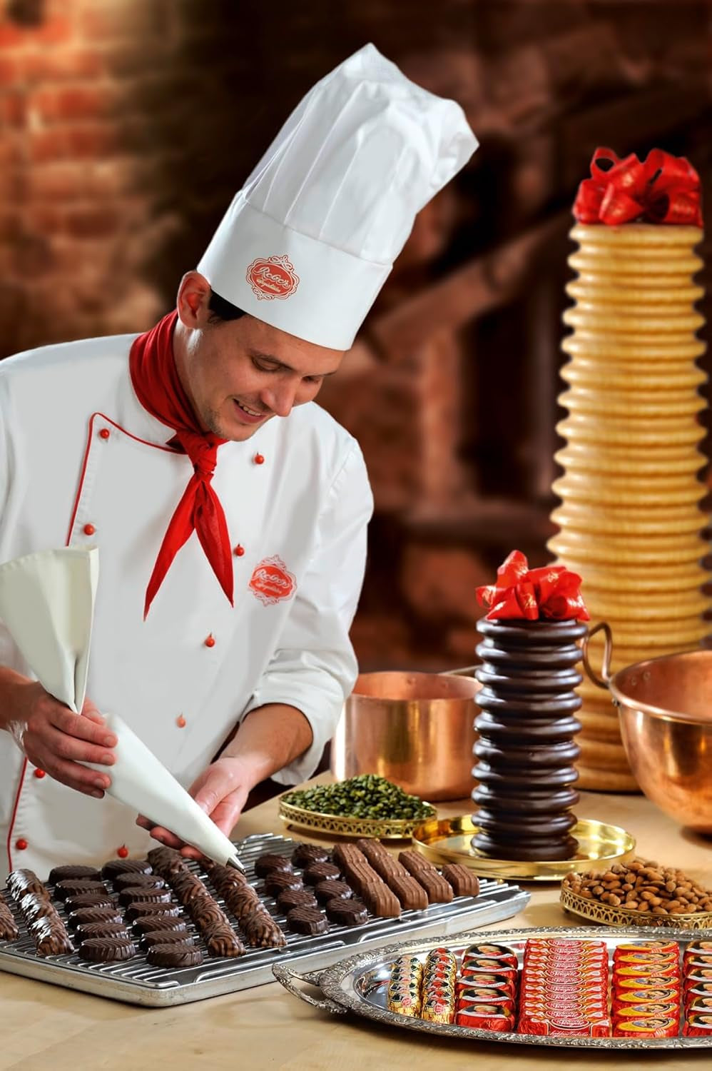 Reber Mozart Balls - Busta da 8 pezzi - Autentiche palline Reber Mozart al cioccolato fondente, marzapane e torrone - 1 x 160g