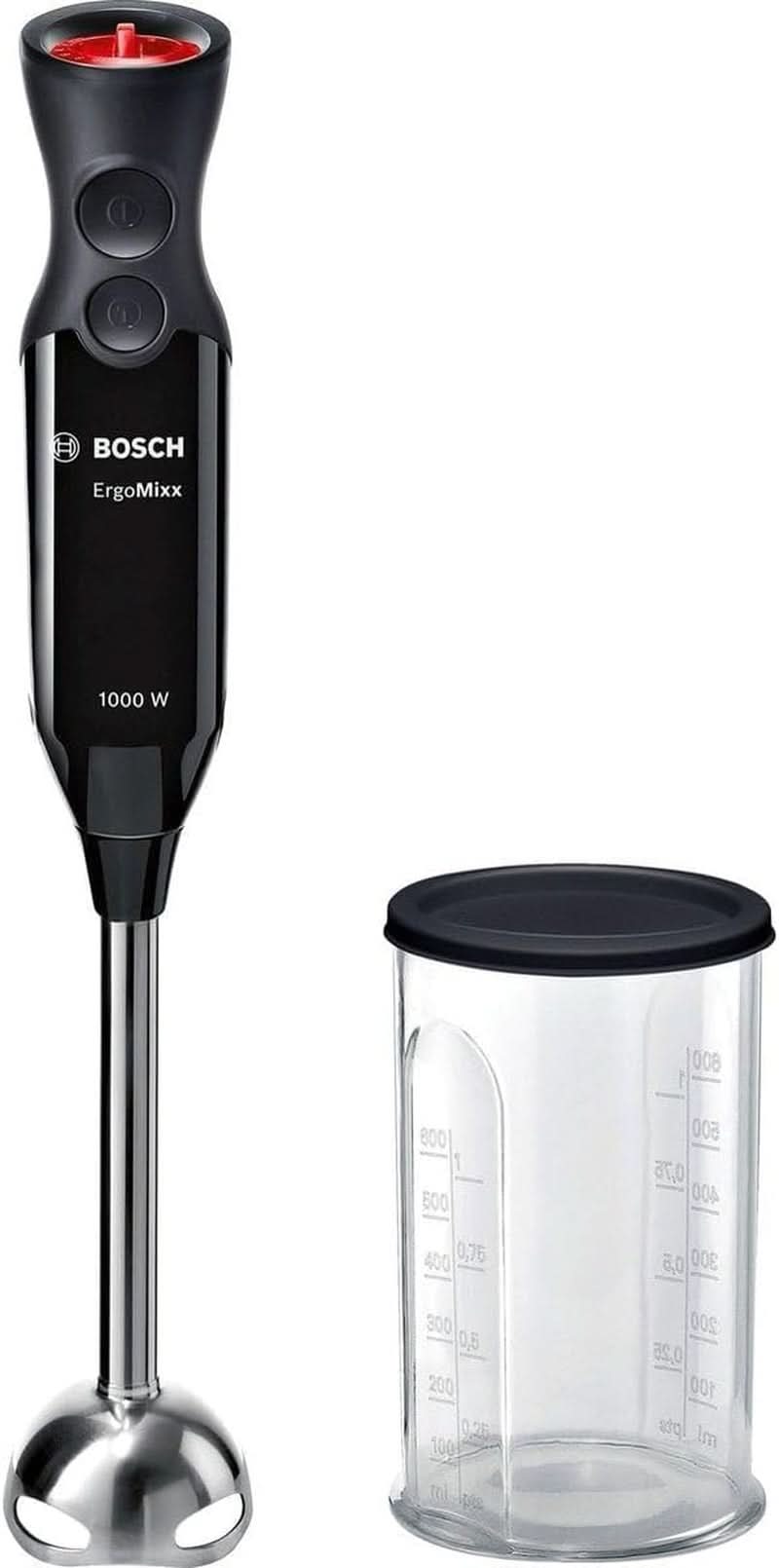 Bosch Stabmixer Ergomaster Serie 4, 1000 Watt, Edelstahl-Mixstab, Zerkleinerer, Mix-/Messbecher, Schwarz Kitchen Naty Shop Ergomixx