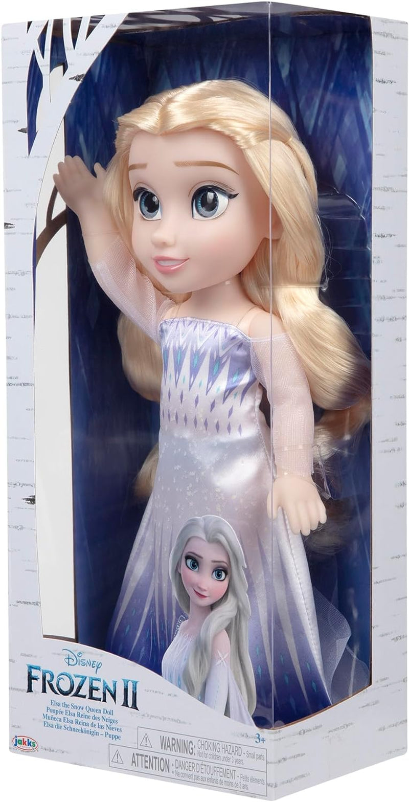 Păpușa Elsa, Regina Zăpezii, Disney Frozen 2 – 35 cm înălțime, păpușă poziționabilă, într-o rochie la modă emblematică și cu păr lung și despletit pentru distracție suplimentară, pentru fete de la 3 ani în sus, 214894