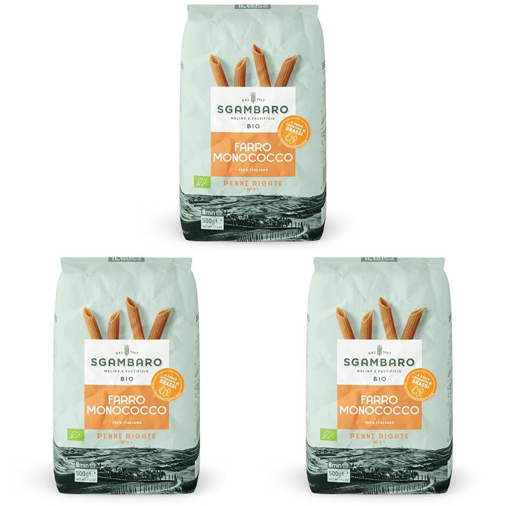 Penne Rigate Biologiche N.91 - 500g Pasta di grano magro - Fonte di fibre e proteine