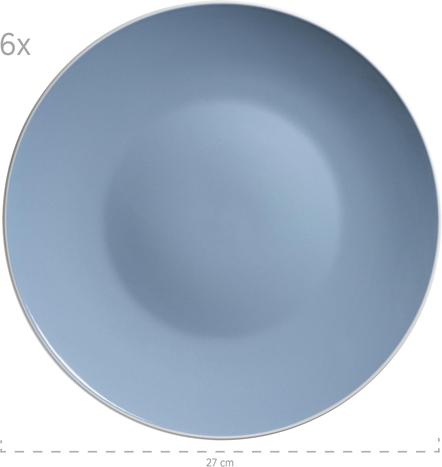 MÄSER 931844 Set de veselă modernă din seria Elissa pentru 6 persoane, albastru cu margine albă, set combinat cu 24 de piese, ceramică