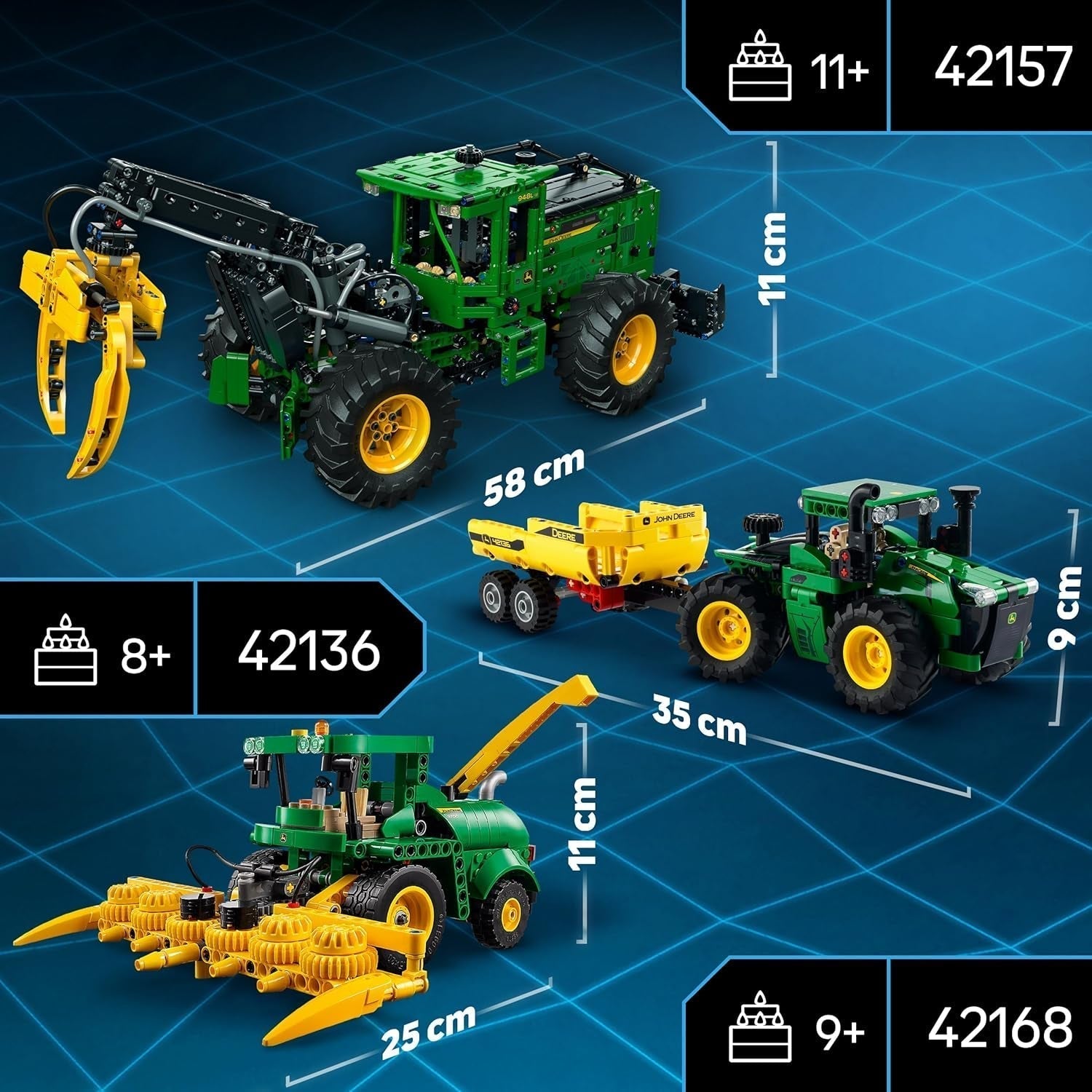 LEGO Technic John Deere 9620R Trattore 4WD con rimorchio ribaltabile Classico giocattolo agricolo per bambini Ragazzi e ragazze Kit modello da collezione di 8 anni 42136 Set di costruzione Acquista il negozio LEGO