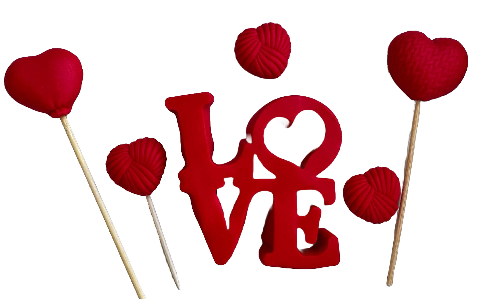 Set 6 decoratiuni comestibile din pasta de zahar, LOVE Decoratiuni din Pasta de Zahar Naty Shop