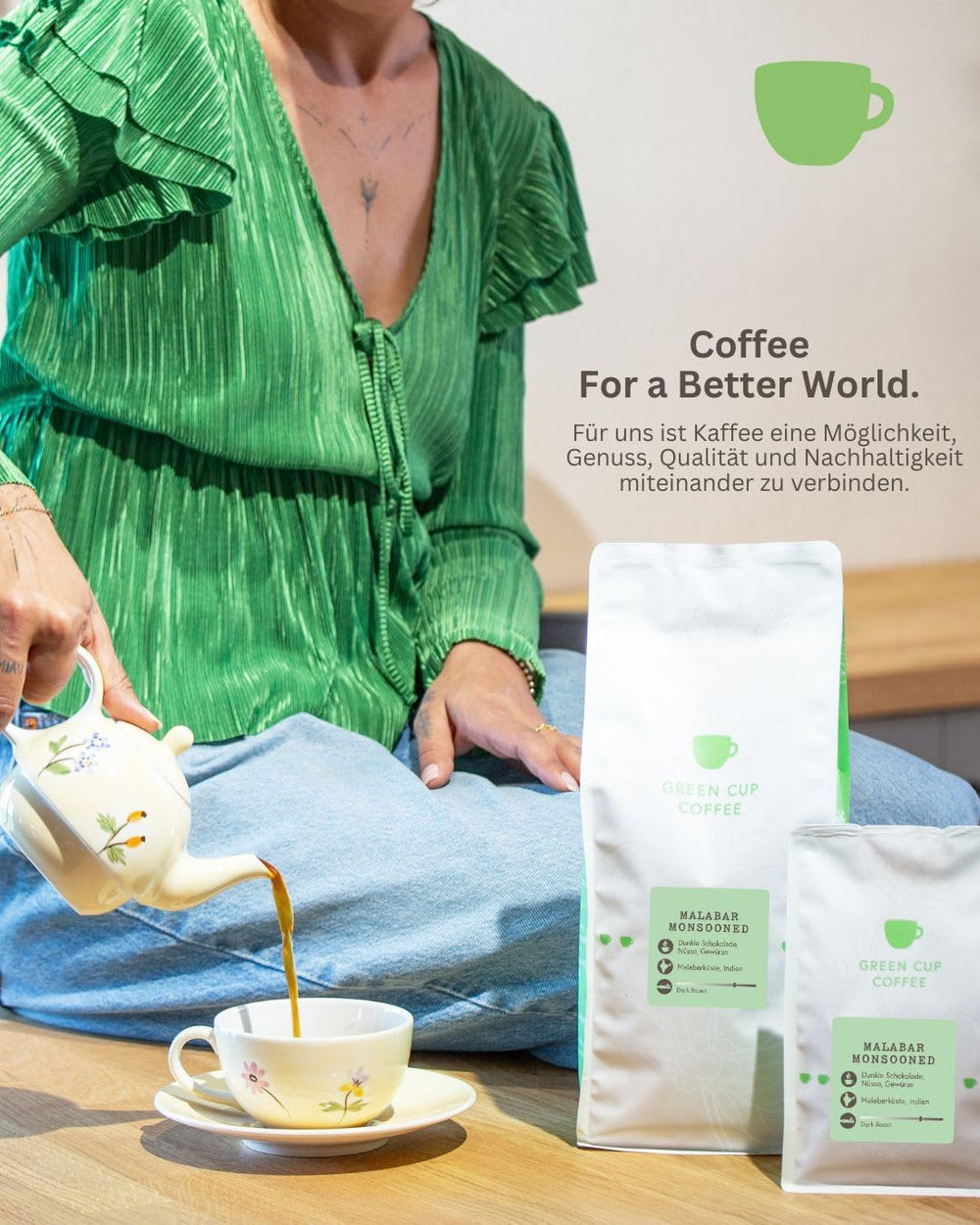 Coffee - Malabar Monsoon I 100% Arabica I Kaffeebohnen 1kg I Ideal für Moka kanne, Siebträger & Vollautomat mit schokoladig, nussigen Aromen I dunkle Röstung