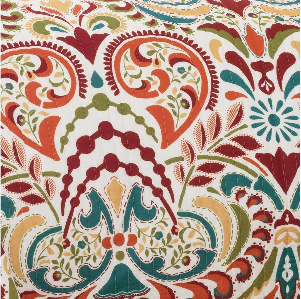 Lush Decor Clara quilt, bumbac, turcoaz și mandarină, Full/Queen Plapumi si pilote Naty Shop