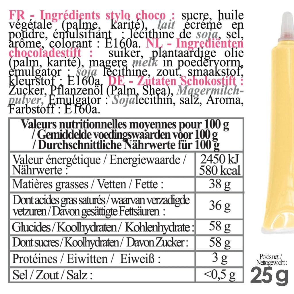 Scrapcooking - Pix Pastel Galben cu Zahăr - Zahăr cu Scriere Galben 25g - Pix Decorativ Comestibil cu Zahăr - Scriere și Desen - Etichetare Fondant, Glazură, Prăjituri - 6804