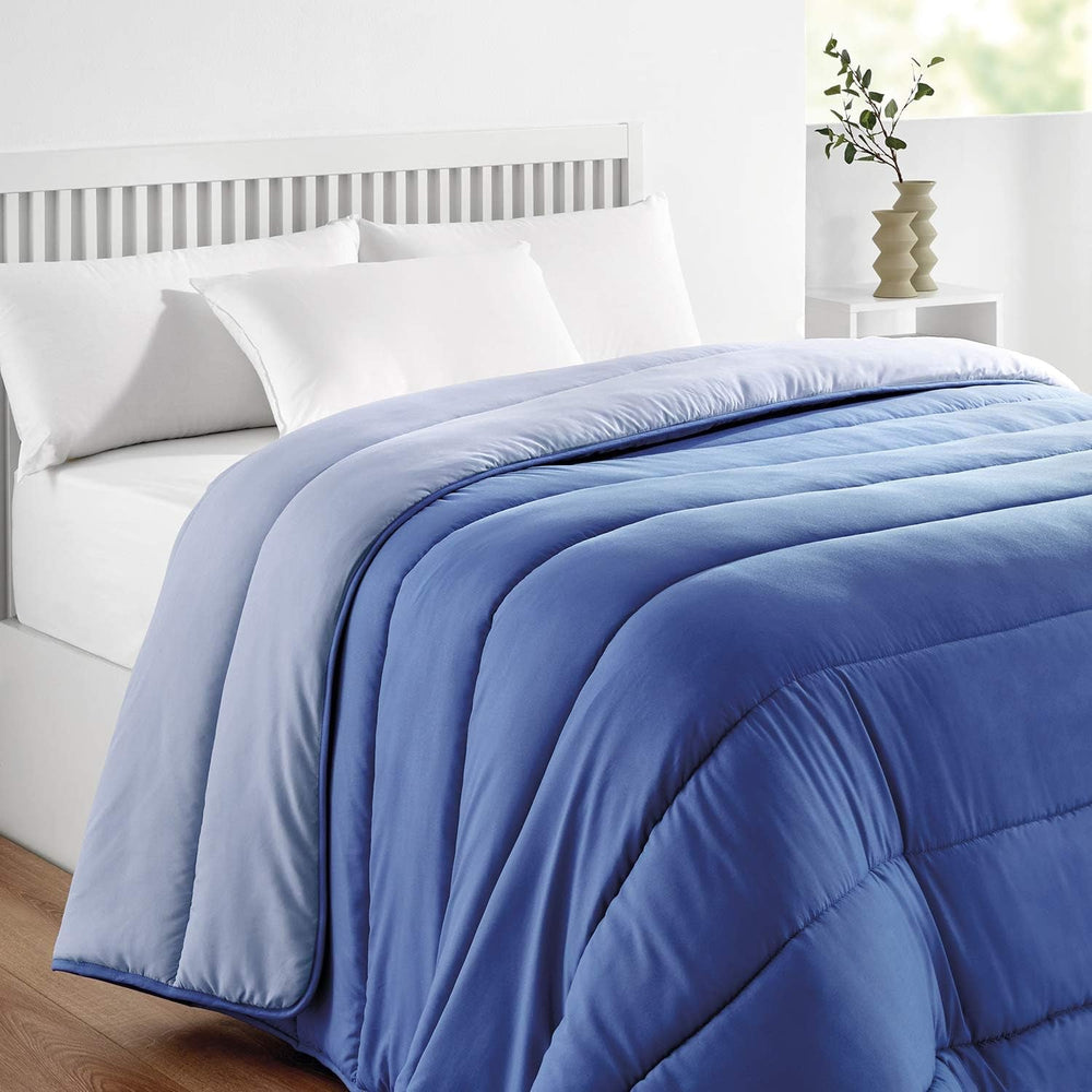 Pikolin Home - Piumino reversibile 300 G - Imbottitura nordica bicolore - Per letto 100/105 - Imbottitura in piuma, Caldo, Traspirante, Grigio chiaro/grigio naturale, 180 X 220 Cm Piumini e trapunte Naty Shop