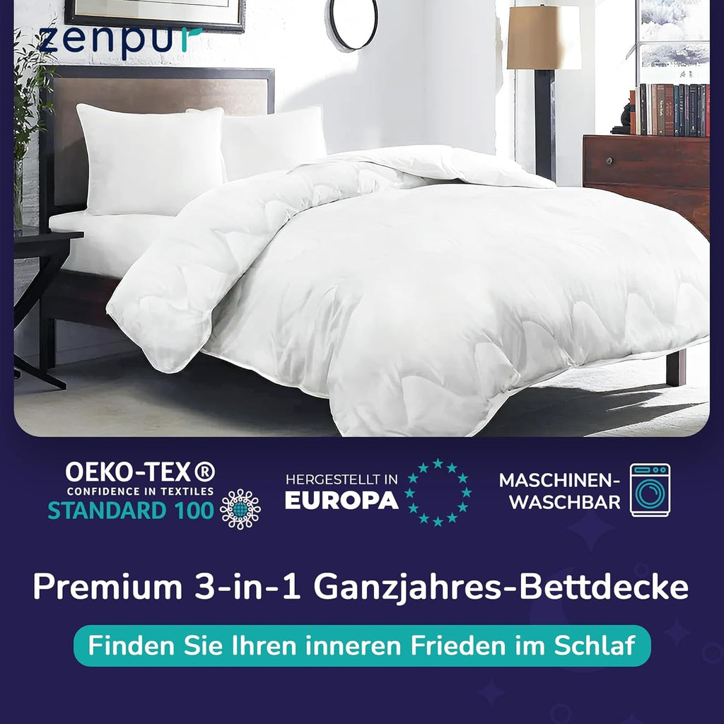 Plapumă premium 200X200Cm 4 anotimpuri, plapumă pentru toate anotimpurile 200X200 - caldă iarna și răcoroasă vara, 2 huse de plapumă combinabile 200X200 Plapumi si pilote Naty Shop