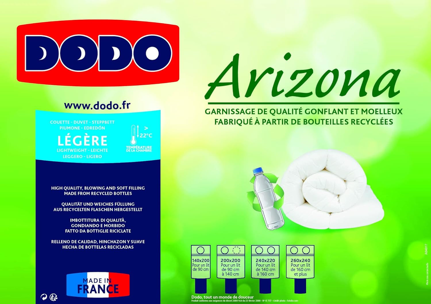 DODO Piumino Couette Arizona, leggero, poliestere, bianco, 140/200 Piumini e trapunte Naty Shop