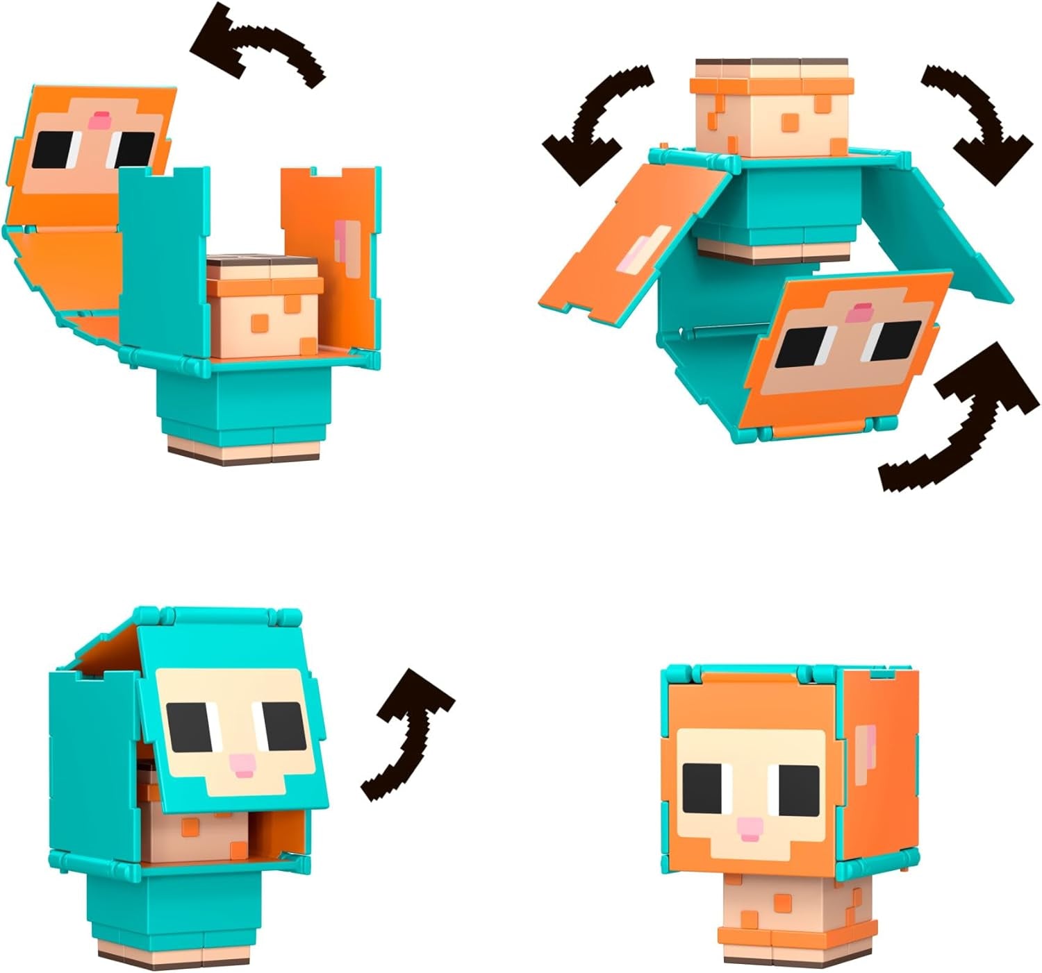 Mattel Minecraft Flippin' Figs Oaie și pui 2-Pack cu figuri de joacă 2-in-1, capete mari și design Pixel HXK17 Action figures Naty Shop