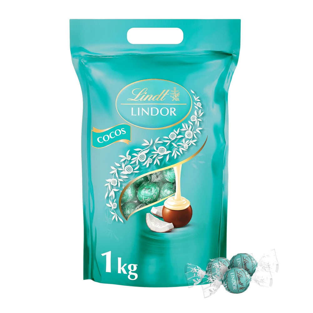 Lindt LINDOR Cioccolato al Pistacchio | Busta richiudibile da 1 kg | ca. 80 palline di cioccolato al latte con ripieno di crema al pistacchio che si scioglie in bocca | Confezione sfusa, regalo pralinato