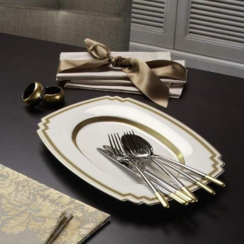 Villeroy & Boch - Ella Tacâmuri parțial placate cu aur aur, 30 bucăți, 6 persoane, lavabil în mașina de spălat vase, oțel inoxidabil Bucatarie Naty Shop